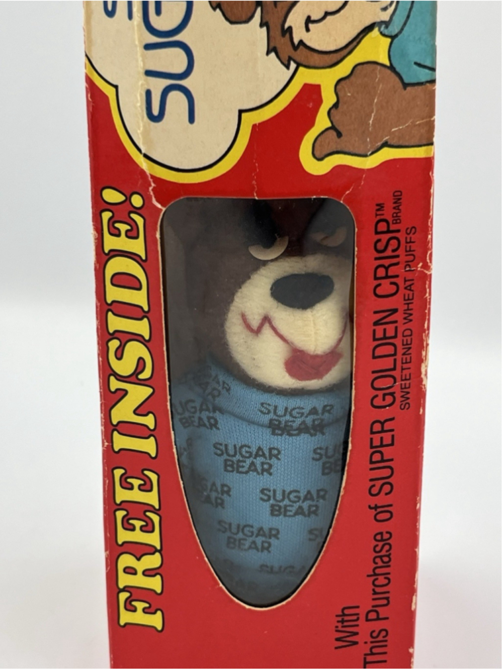 VINTAGE Post Cereal Super Golden Crisp Stuffed Sugar Bear Toy COLLECTIBLE SEE AL